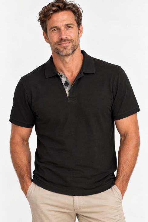 Burberry Brit Other - Burberry Brit Polo Shirt Mens Large Black Plaid Trim Old Money Designer Golf
